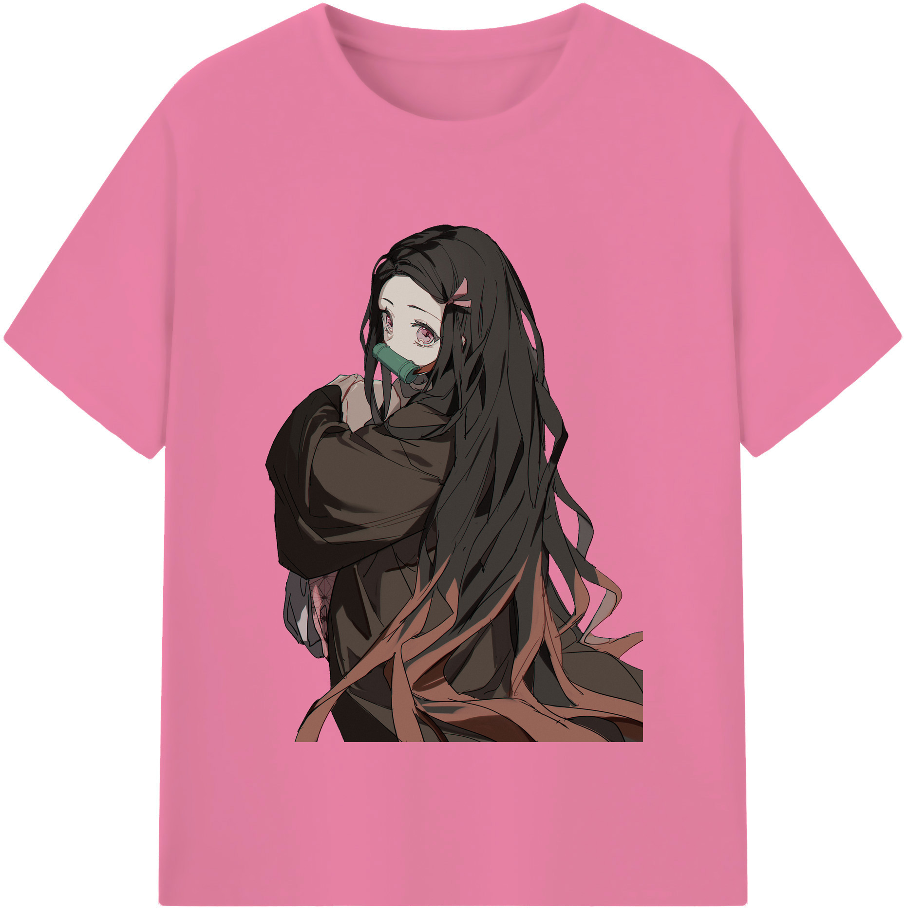 （画像用） 鬼滅の刃（きめつのやいば）竈門 禰󠄀豆子／かまど ねずこ Kamado Nezuko 綿100％半袖Tシャツ（フロントプリント）